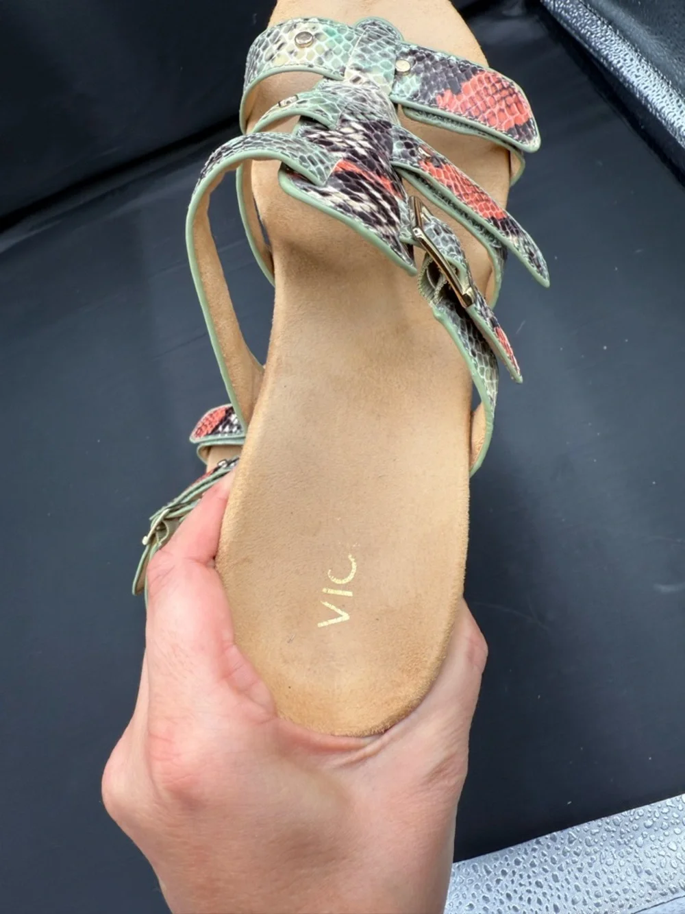 Vionic Snake Print Wedge Heels Boho Y2K Indie Sleaze‎ Strappy- Size 8
